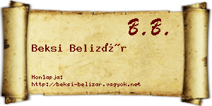 Beksi Belizár névjegykártya